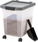 IRIS USA Airtight Dog Food Storage Container 25 lbs, Removable Wheels, for Dog Cat Bird and Other Pets, Clear/Dark Gray